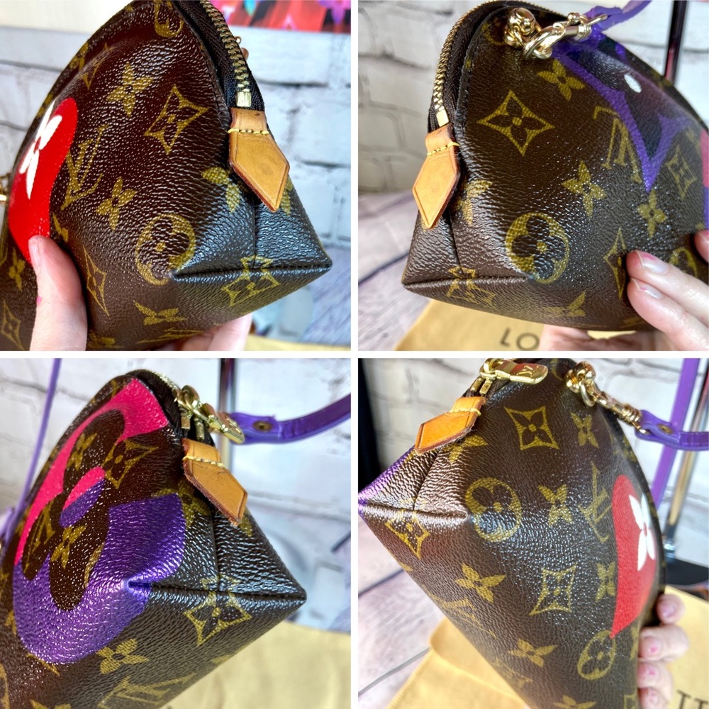 Louis Vuitton cosmetic pouch (Pochette) PM custom painted crossbody bag - Picture 9 of 15